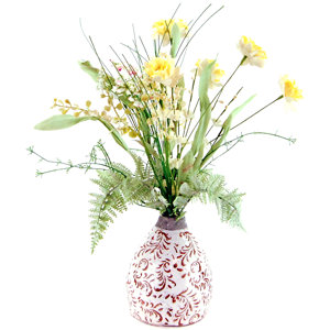 Wildflowers in an Embossed Ceramic Vase