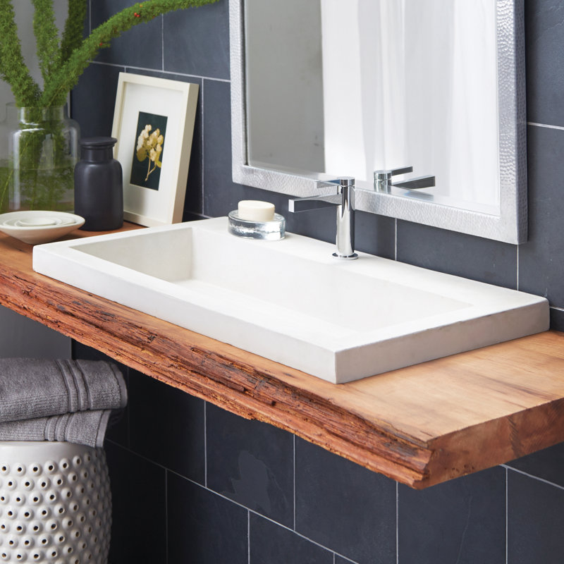 Trough Stone Rectangular Drop In Bathroom Sink Reviews Joss Main Trough Stone Rectangular Drop In