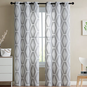 Ulrich Geometric Sheer Grommet Curtain Panels (Set of 2)