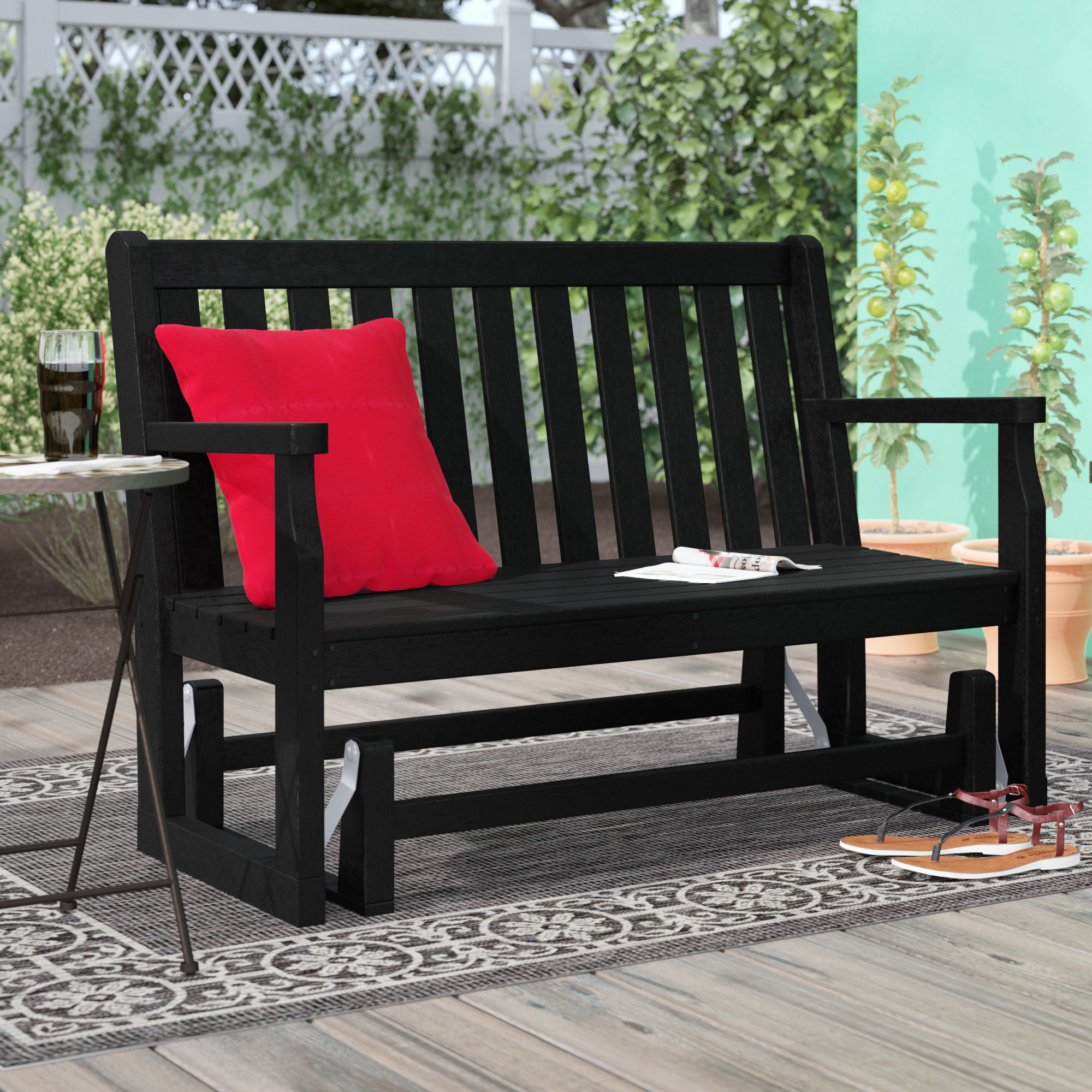 front porch bench black