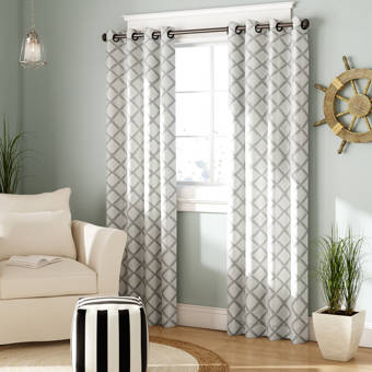 Three Posts Letchworth Ikat Semi Sheer Grommet Single Curtain