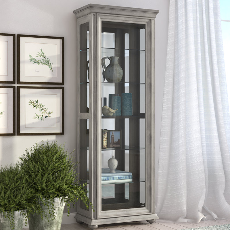 Gracie Oaks Gaston Lighted Curio Cabinet Reviews Wayfair Gaston Lighted Curio Cabinet
