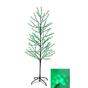 Enchanted Garden 6' Cherry Blossom Flower Christmas Tree with 280 LED Green Lights