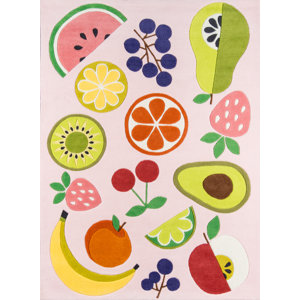 Vintage Fruit Hand-Tufted Pink Area Rug