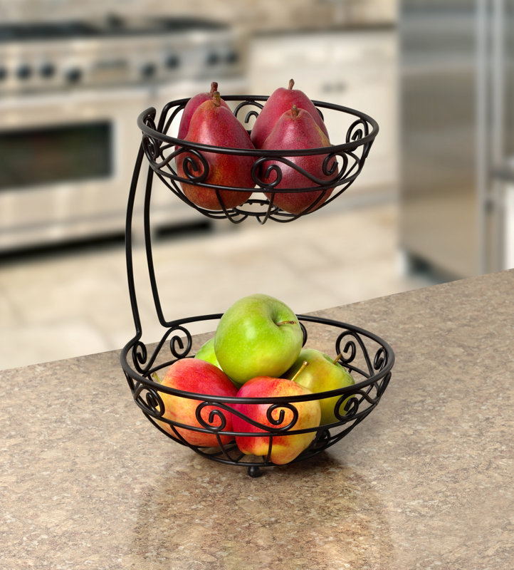 2 Tier Fruit Basket Stand Wayfair Jessica Arched 2 Tier Fruit Basket