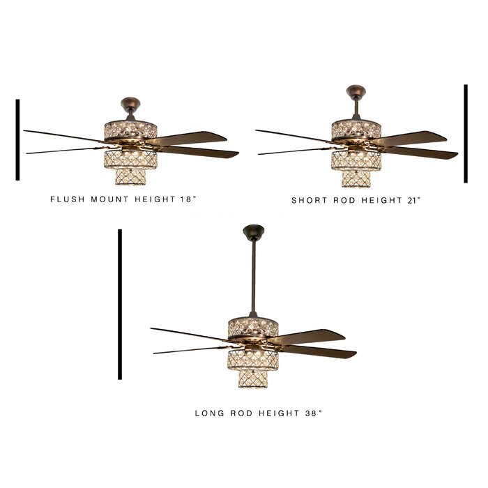 52 Marleigh Tri Tiered 5 Blade Ceiling Fan Light Kit Included