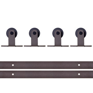 Classic 12 FT Top Mount Barn Style Sliding Double Door Hardware Kit
