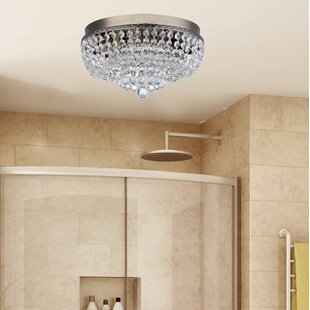 Aguilera Brass Round Manon Crystal Ceiling 2 Light Flush Mount