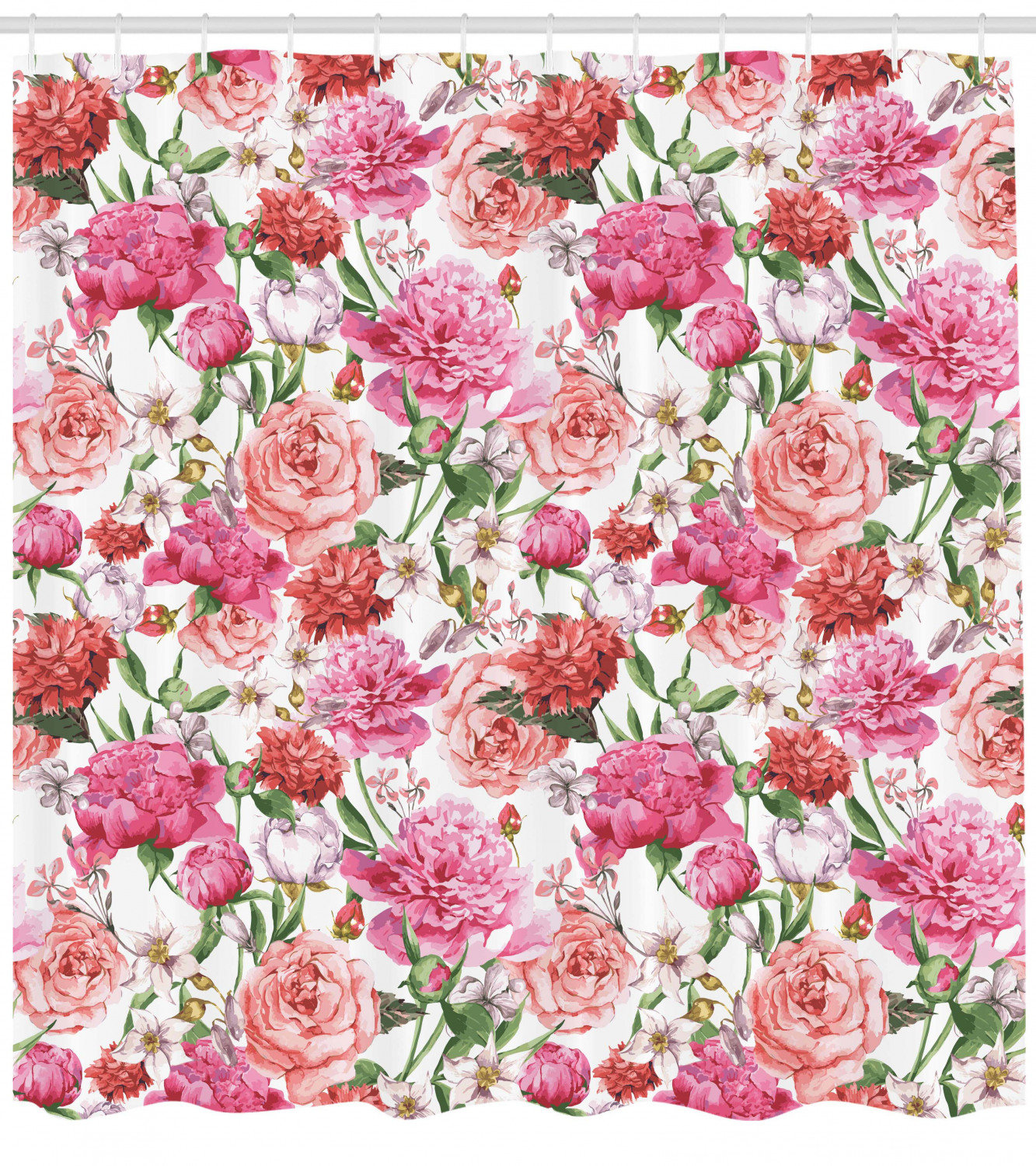 East Urban Home Watercolor Flower Shower Curtain Set Hooks Wayfair