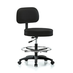 Height Adjustable Exam Stool With Basic Backrest And Foot Ring By Perch Chairs & Stools