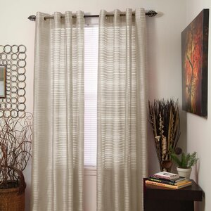 Thin Striped Sheer Grommet Single Curtain Panel