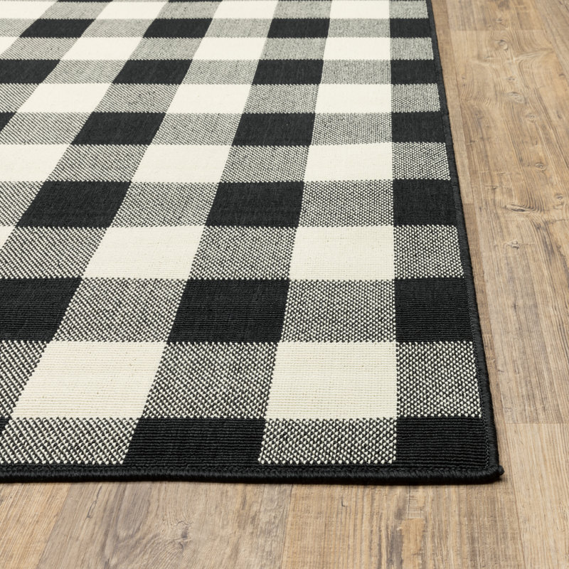 Wiest Plaid Black Cream Indoor Outdoor Area Rug Reviews Joss