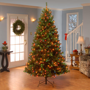 Green Spruce Artificial Christmas Tree with Multicolor Lights