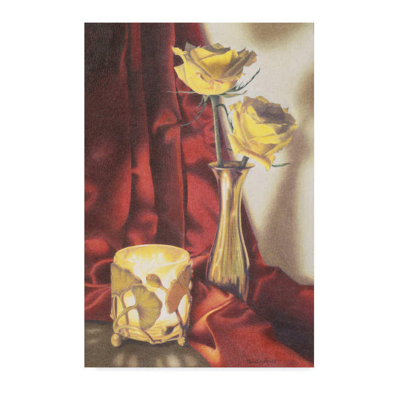 Charlton Home Candle Lit Roses Oil Painting Print On Wrapped