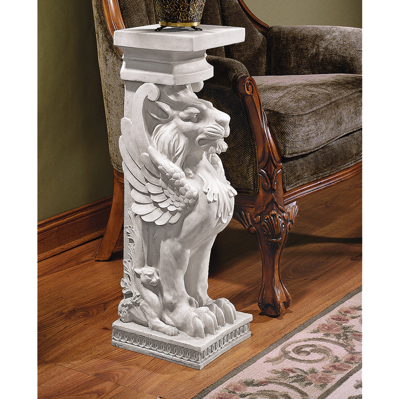 Golden Floor Table Stand Furniture Pedestal Post Column Interior Decor Carved Peacocks Statue Sculpture Pedestal Tables Home Kitchen Mayco Com Mx