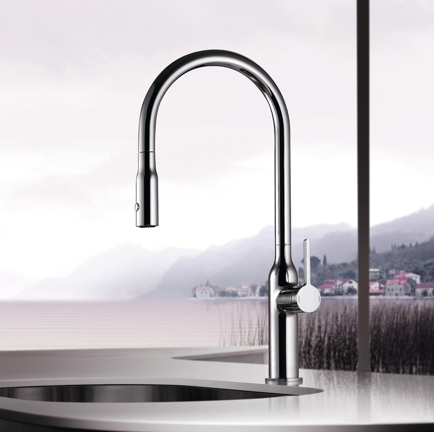 Kwc Sin Pull Down Single Handle Kitchen Faucet With Jetclean
