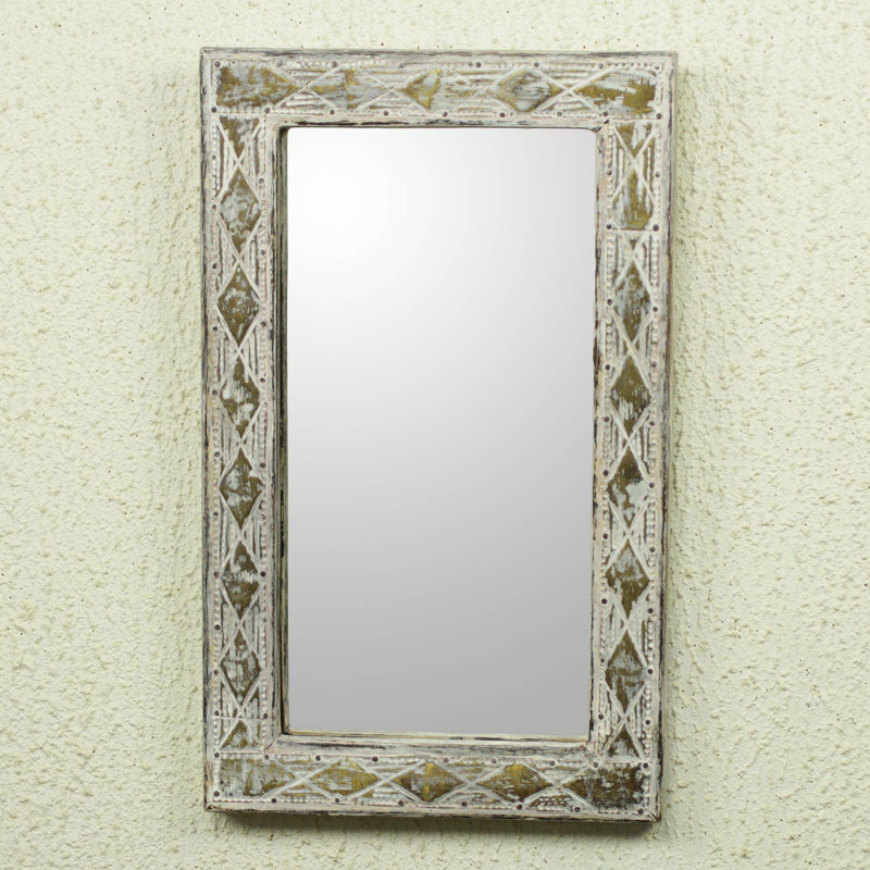 World Menagerie Lizabeta Antique Wood And Brass Wall Mirror Wayfair