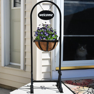 Outdoor Planter Stands You Ll Love In 2019 Wayfair Malt Outdoor Welcome Sign With Hanging Basket Plant Stand