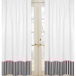 Paris Striped Semi-Sheer Rod pocket Curtain Panels (Set of 2)