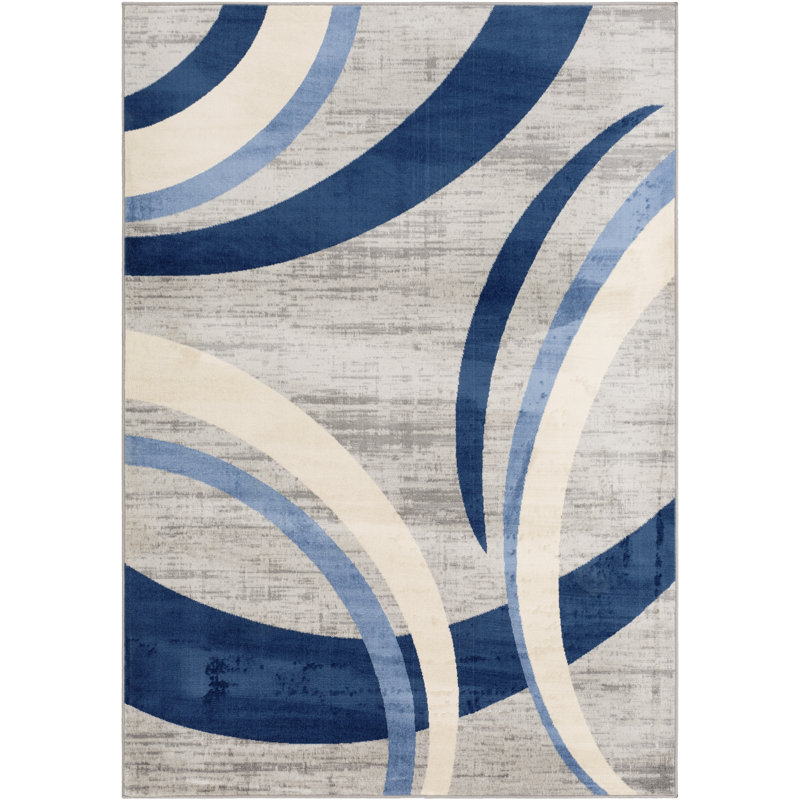 Wrought Studio Glossop Distressed Modern Navy Blue Light Gray Area Rug Reviews Wayfair
