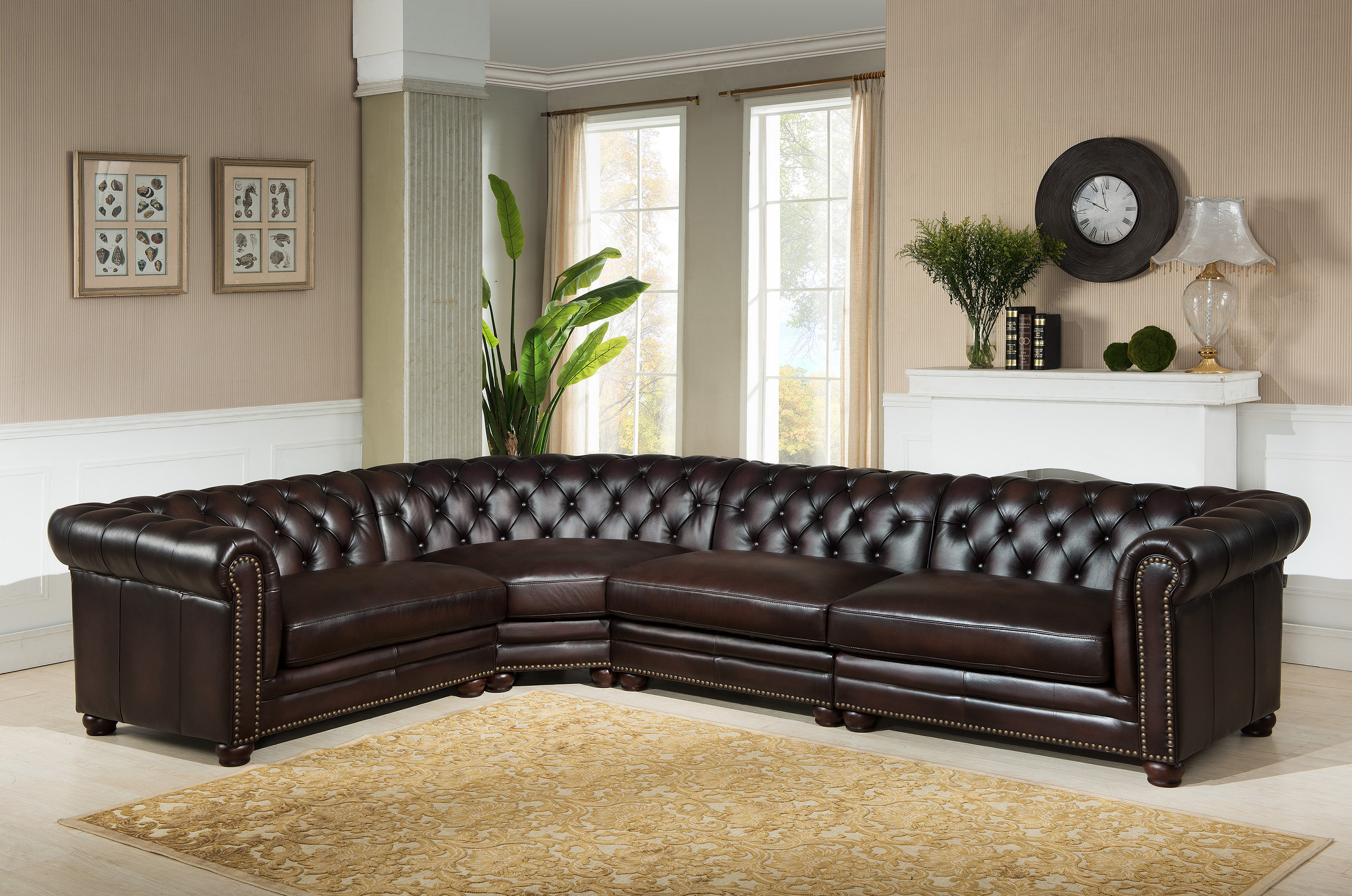 Canora Grey Lesa Leather Modular Sectional Wayfair