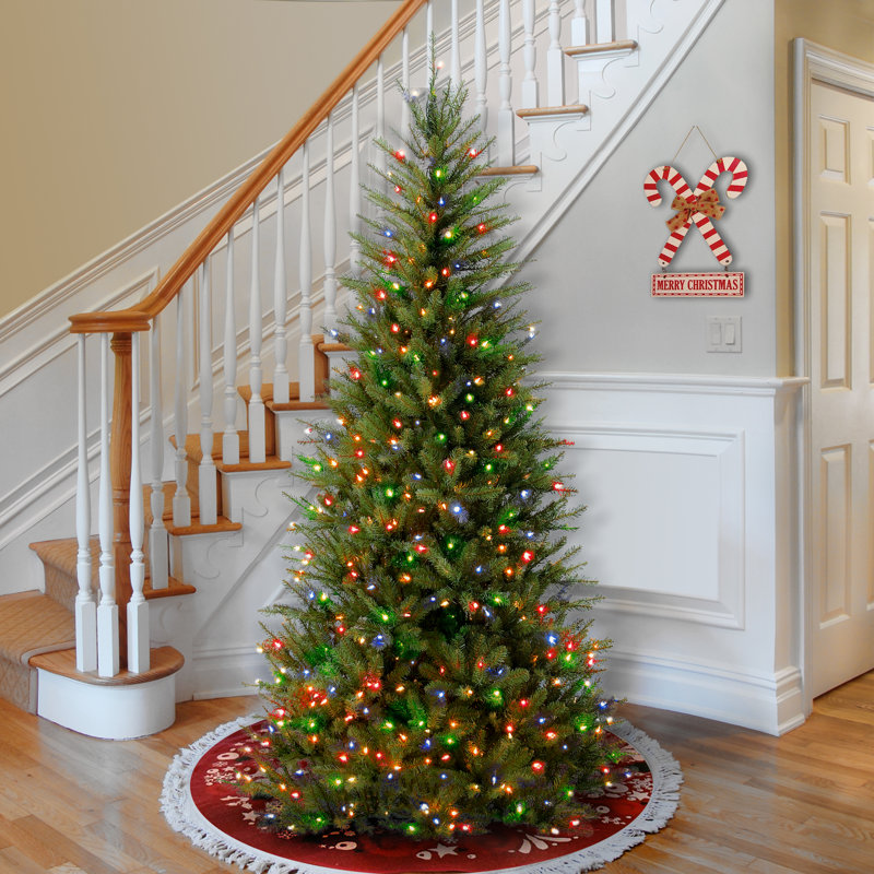 Red Barrel Studio Dunhill Fir Slim Green Christmas Tree with Multi ...