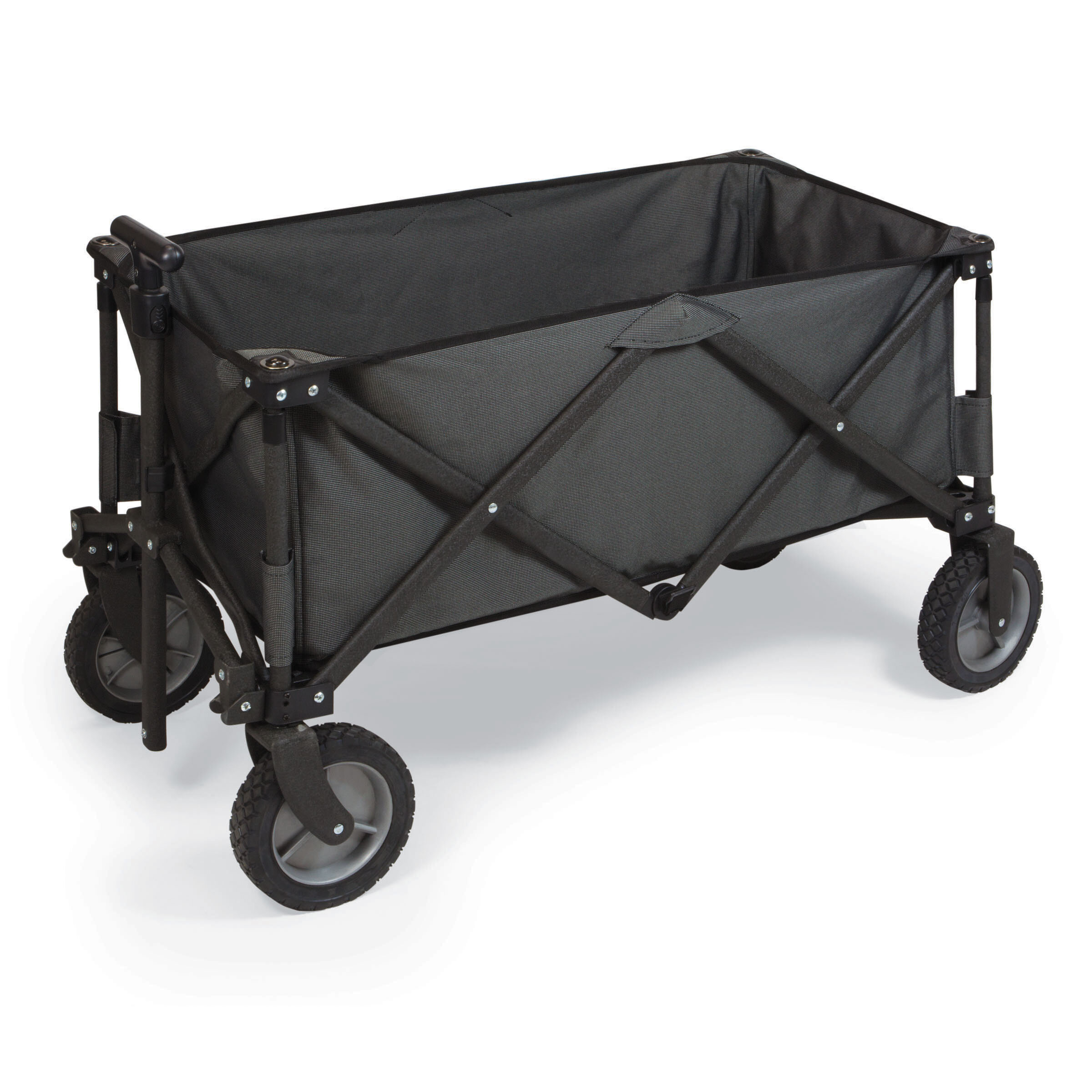 Folding Wagon Steel Frame Collapsible Utility Cart Safe Turn w/ Active Steering 
