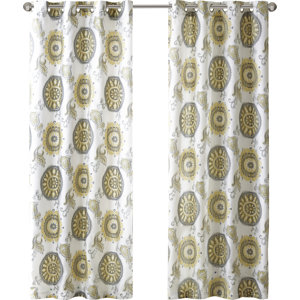 Bree Nature/Floral Room Darkening Grommet Single Curtain Panel