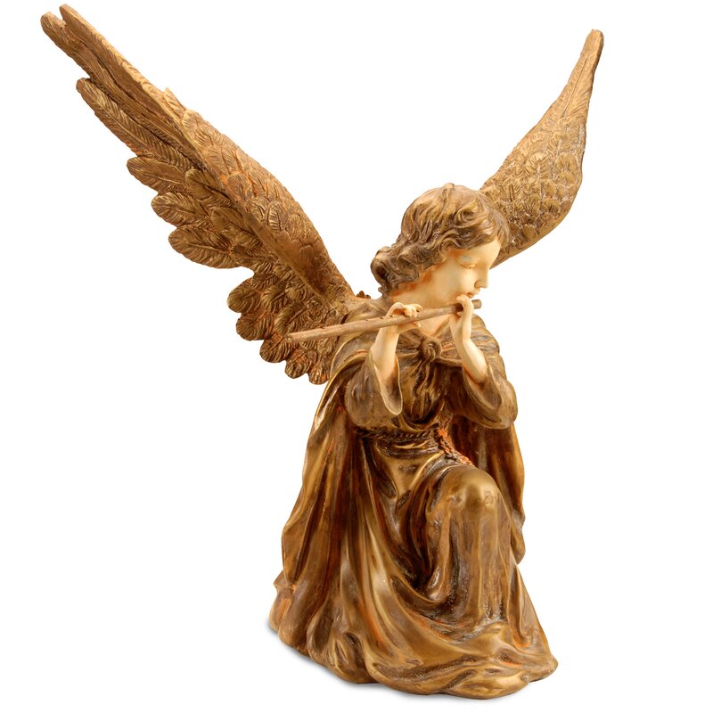 National Tree Co. Angel with Flute Statue | Wayfair