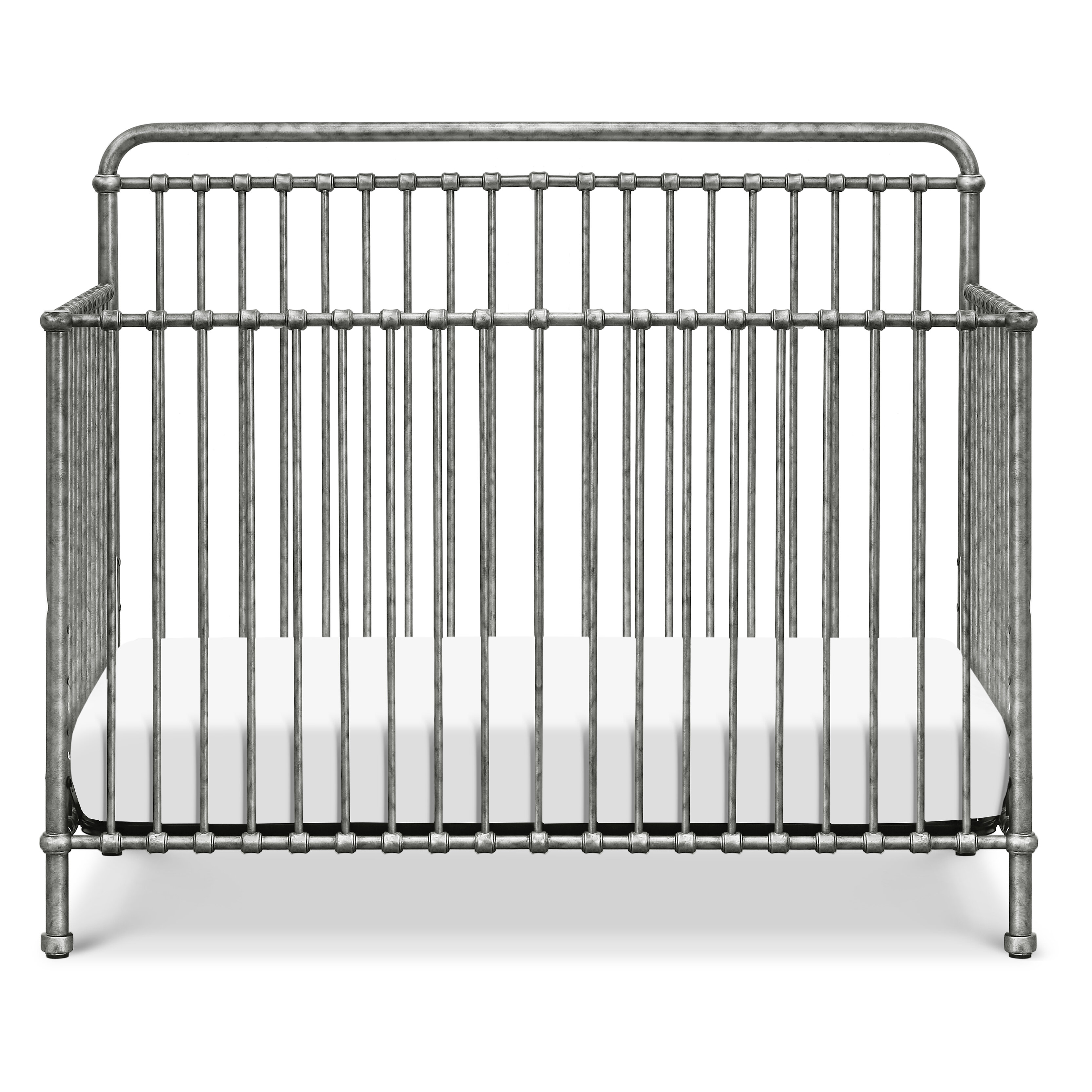 silver metal crib