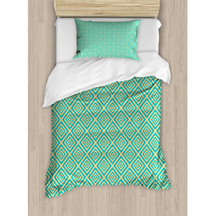 Art Deco Bedding Wayfair Art Deco Hexagonal Geometrical Diamond Shaped Image With Inner Lines Retro Print Duvet Cover Set