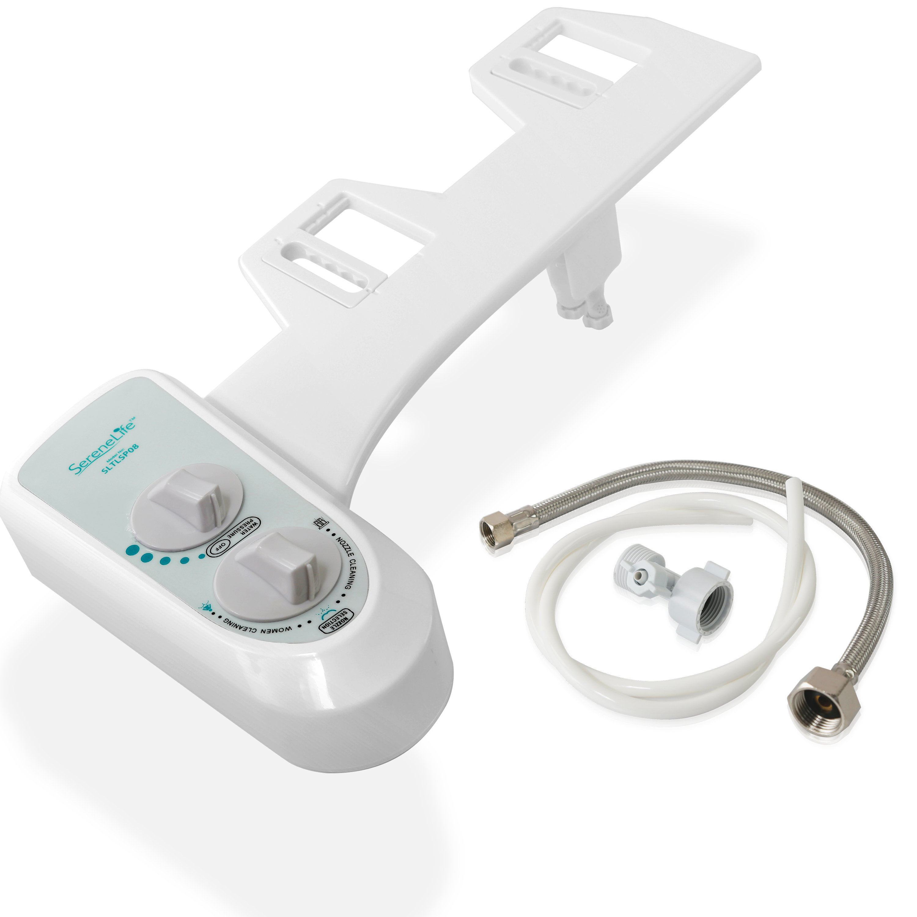 Si/ège de Toilette pour Bidet Non /électrique en Forme de D avec Fixation /à Deux Buses et Jet deau Fra/îche Autonettoyant