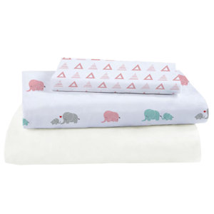 3 Piece Rayon from Bamboo Elephants Crib Sheet Set