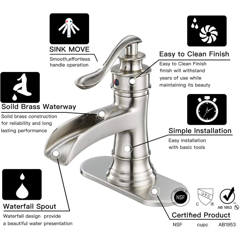 Dfi Commercial Single Hole Bathroom Faucet With Drain Assembly