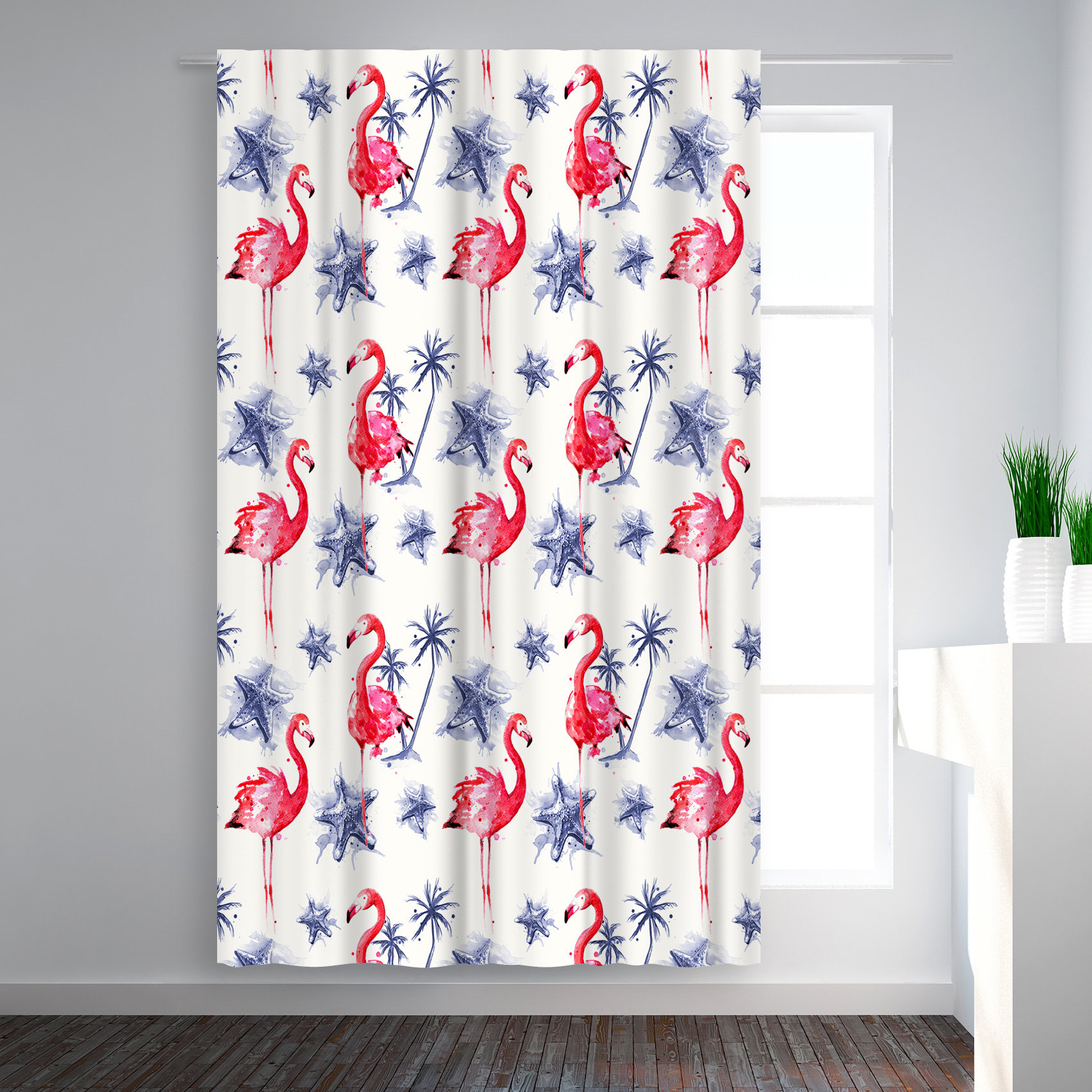 East Urban Home Sam Nagel Beach Flamingos Blackout Rod Pocket Single Curtain Panel Wayfair