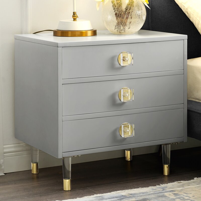 Nicole Miller Tila Acrylic Knob 3 Drawer Nightstand Wayfair