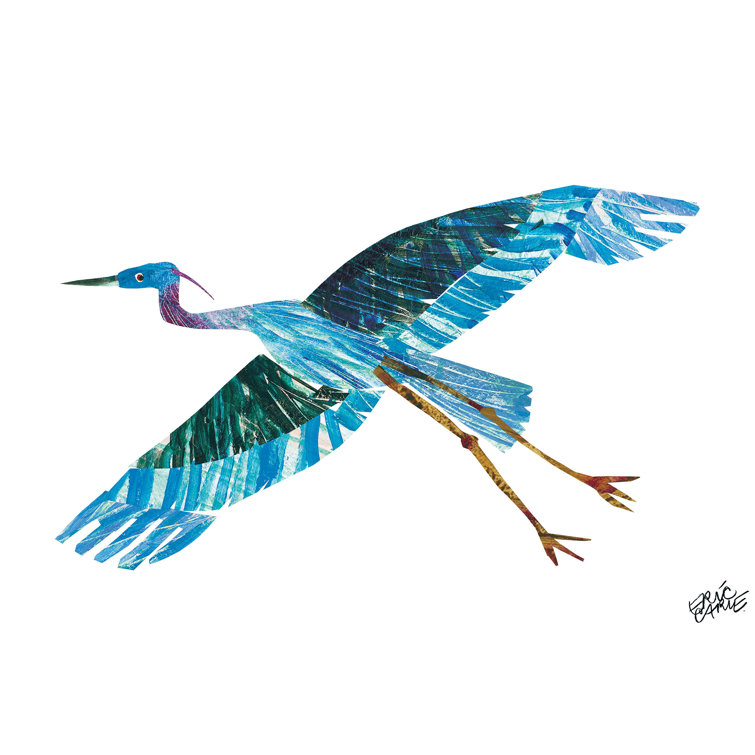 Marmont Hill Flying High Blue Heron By Eric Carle Painting Print On Wrapped Canvas Wayfair