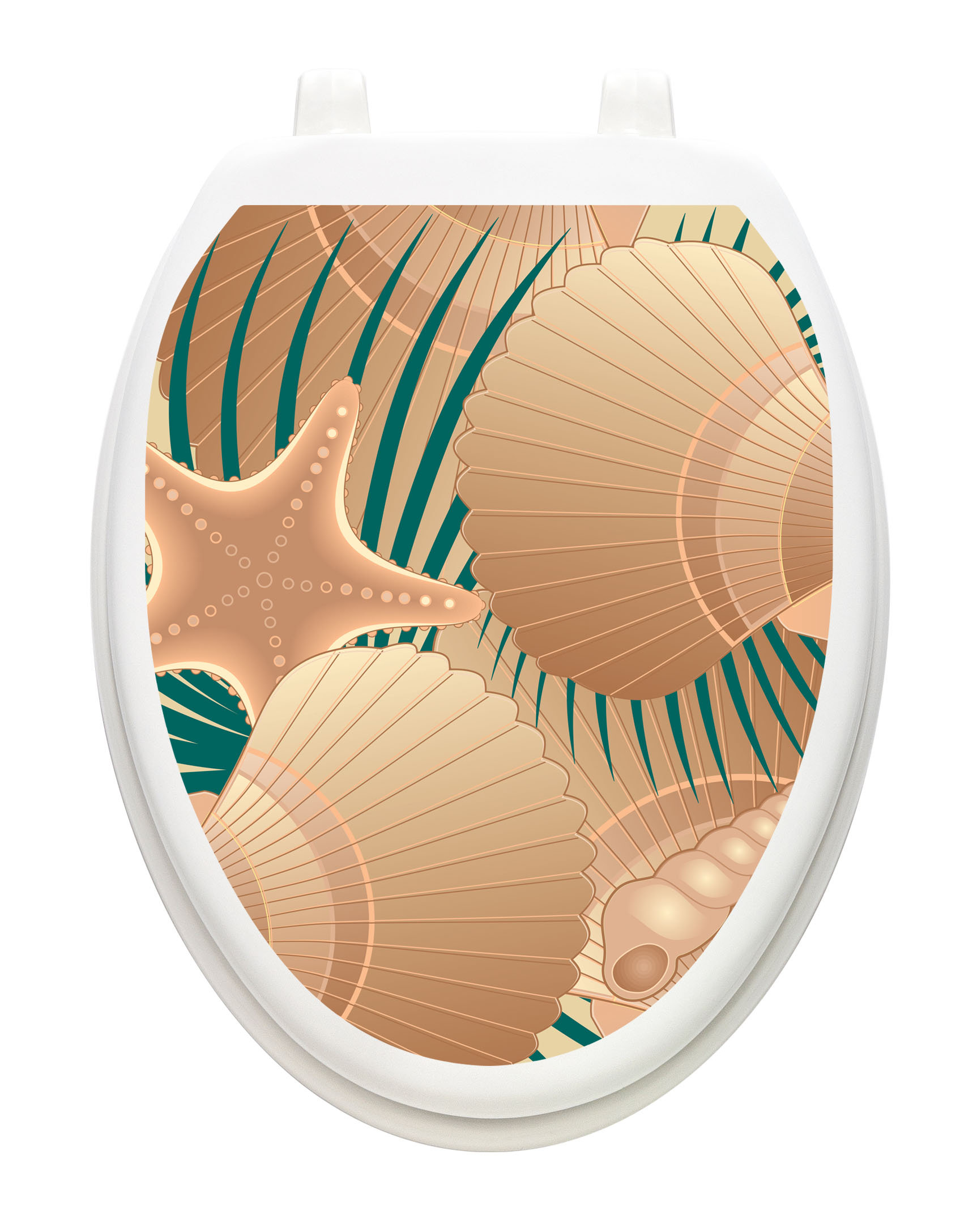 Size Elongated Tidal Treasures Seashells Toilet Tattoos Toilet Seat Cover Decal