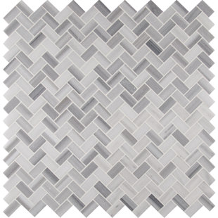 Herringbone Marble Tile You Ll Love Wayfair Bergamo Herringbone Polished 1 X 2 Marble Mosaic Tile In White