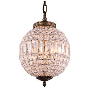 Crestview 1-Light Crystal Shade Globe Pendant