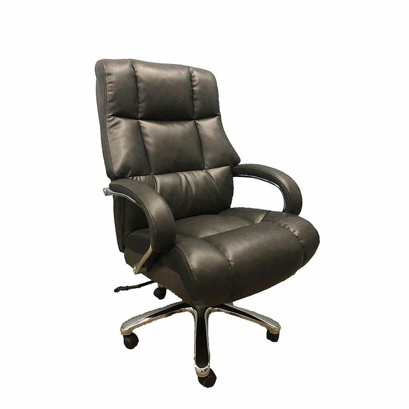 Big Man Office Chair Executive Desk Wheels Arms Heavy Duty Bonded Black Leather