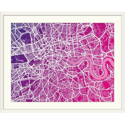 'London England Street Map Art Print Blend' by Francy Graphic Art Print Ebern Designs Format: White Frame, Size: 35