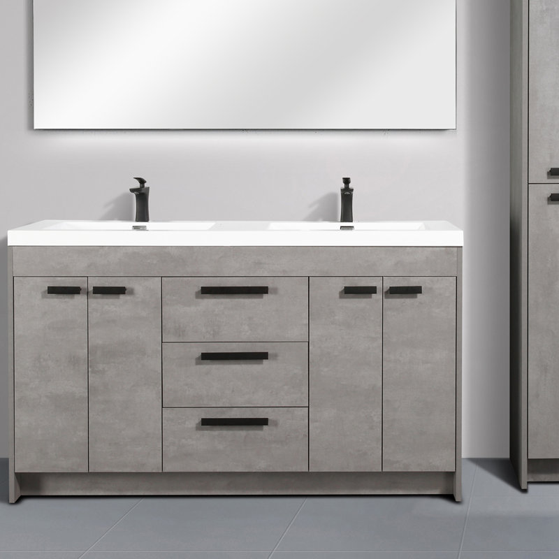 Orren Ellis Zuzanna Modern 60 Double Bathroom Vanity Set Wayfair Orren Ellis Zuzanna Modern 60 Double