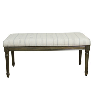 Lake Kathryn Stripe Decorative Upholstered Bench with Wood Legs by Beachcrest Home