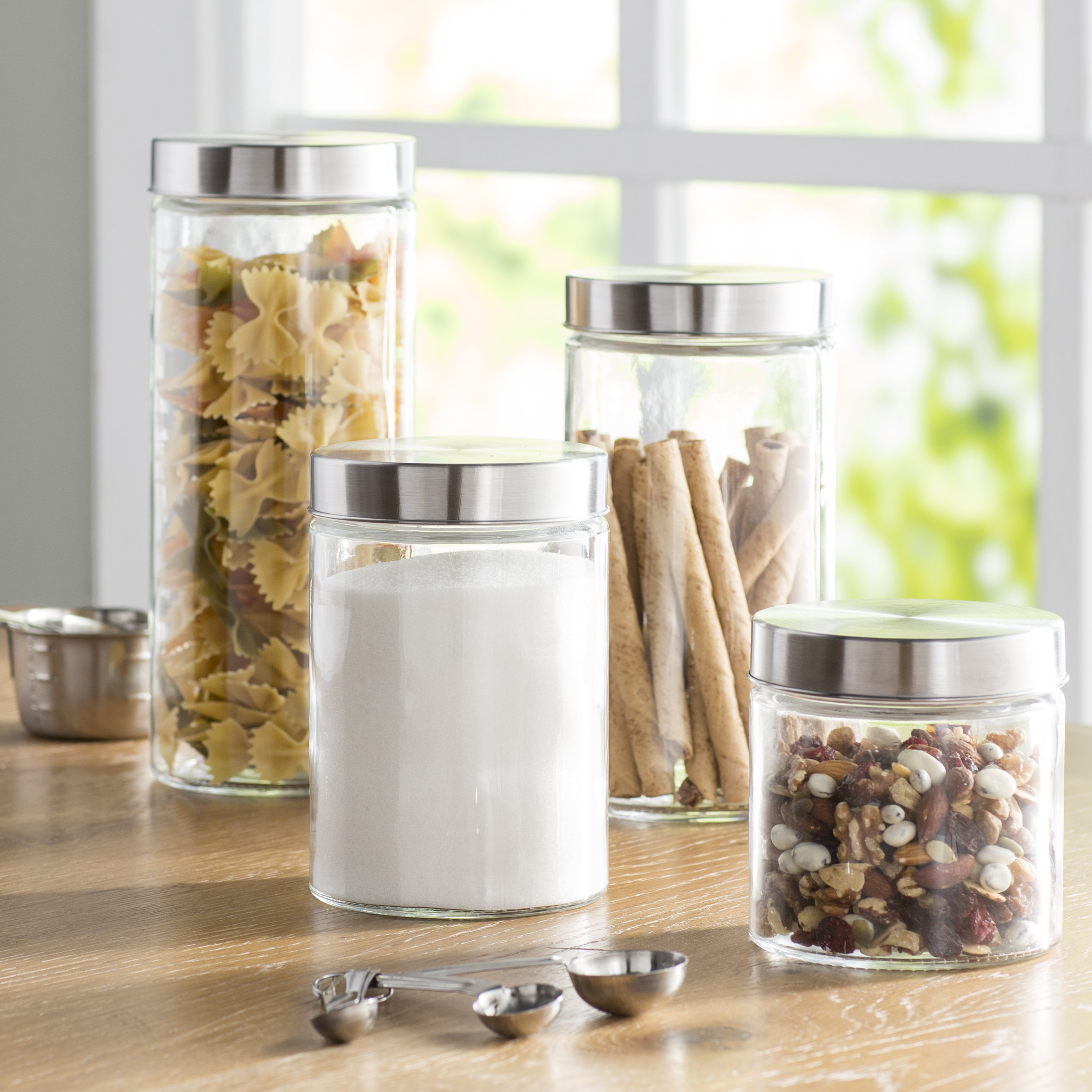 Wayfair Basics 4 Piece Round Top Gl Kitchen Wayfair Basics 4 Piece Round Top Gl Kitchen Canister Set Reviews