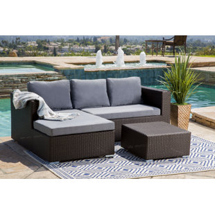 Small Patio Sectional Wayfair Battista Outdoor Wicker Patio Sectional Set With Cushions Espresso Grey