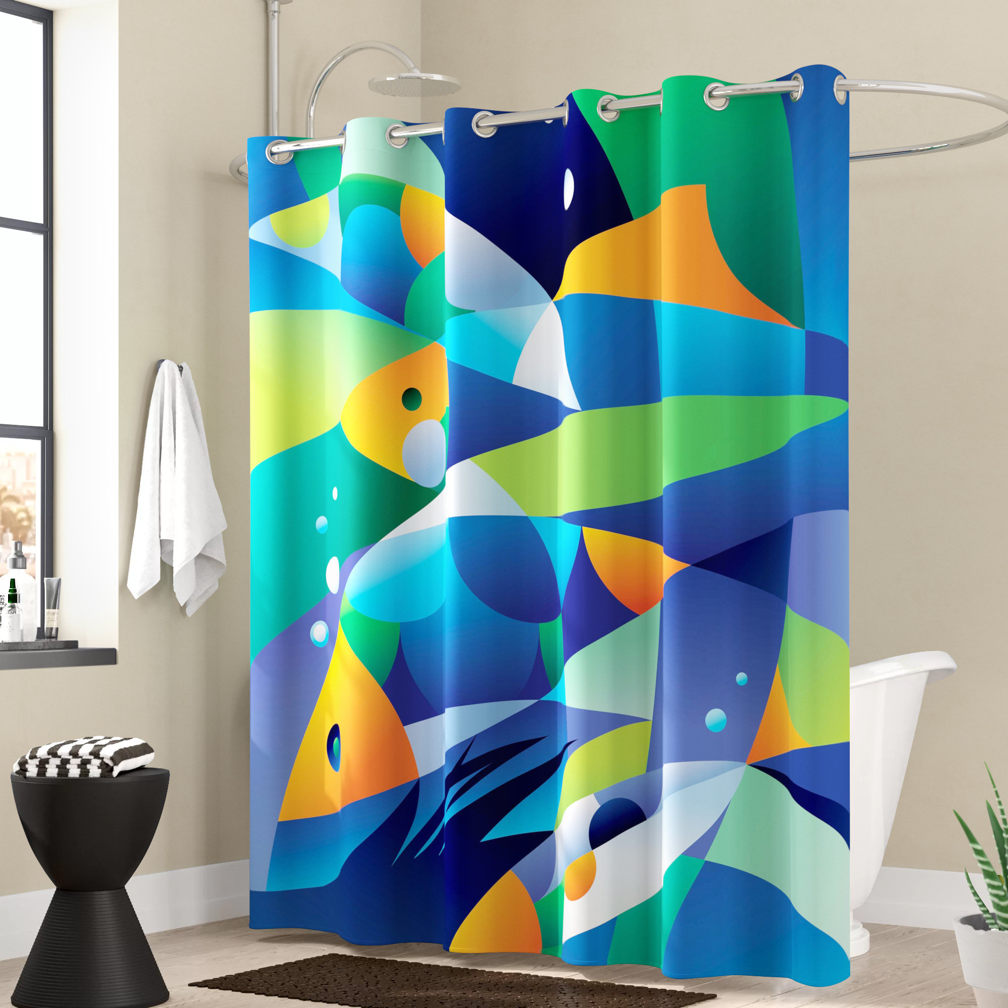 Wrought Studio Keeney Abstract Digital Geometric Pieced Fish With