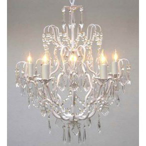 Clemence 5-Light White Crystal Chandelier with Chain and Wire