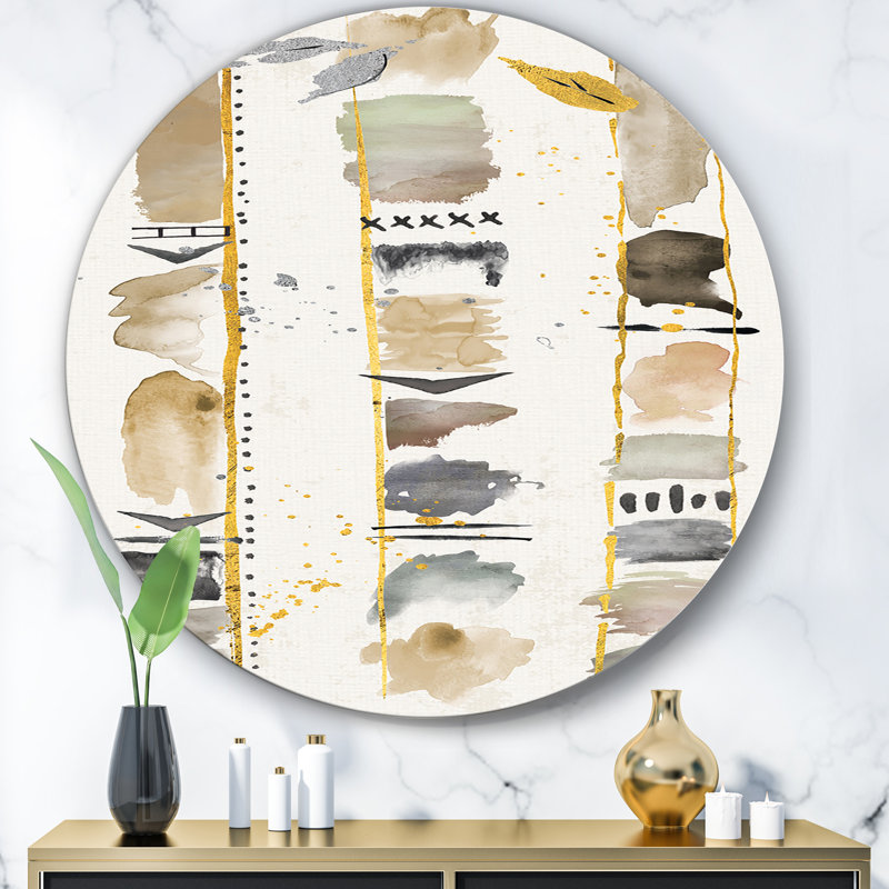 East Urban Home Abstract Gold Birch Trees I Painting Print On