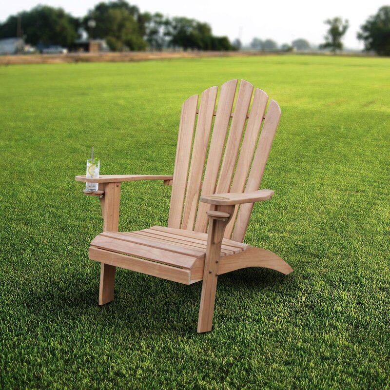 Bayou Breeze Cynthia Teak Oversized Adirondack Chair With Cup